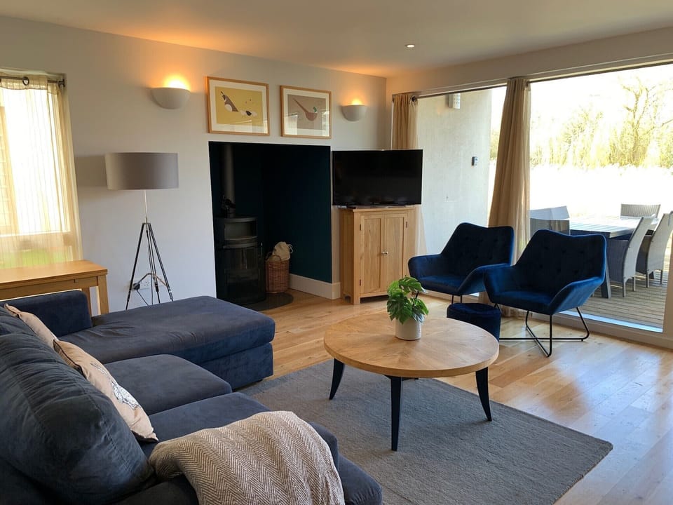 Living area with wood burner