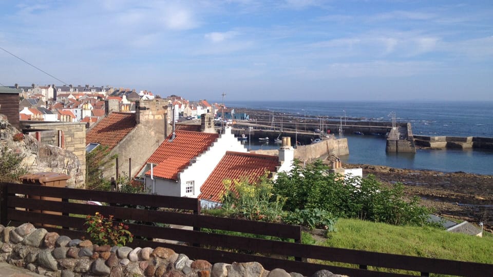 A summer evening view of the east pier and the East Pier restaurant.