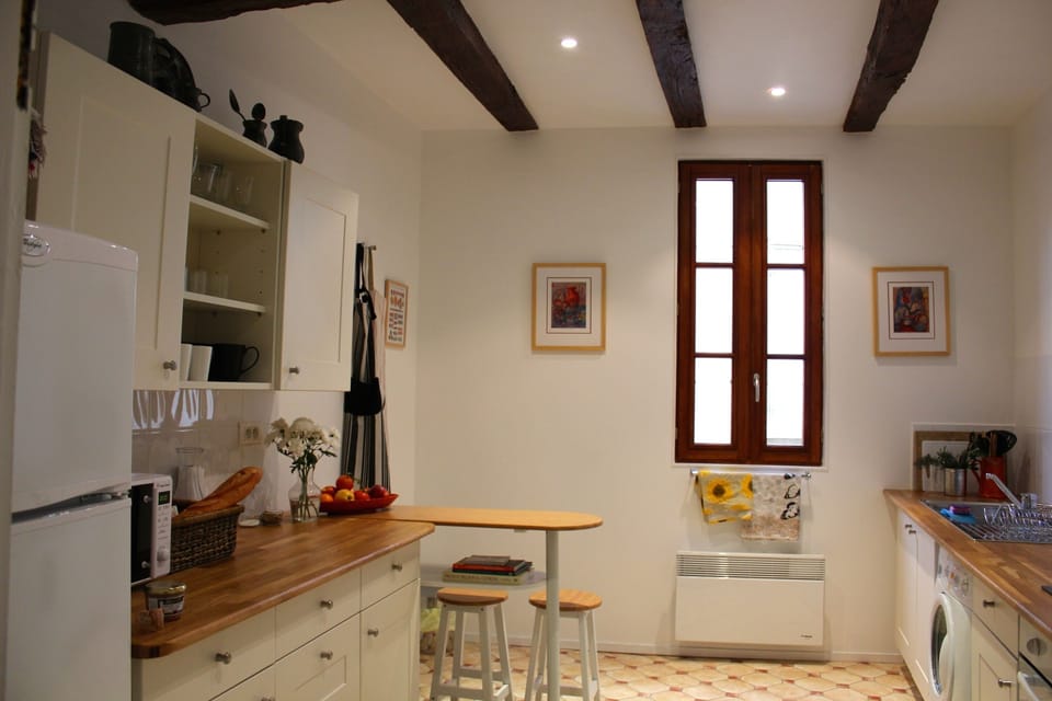 A well appointed kitchen is on this level