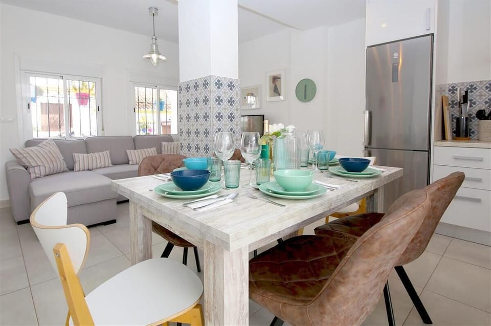 Modern dining area with seating for six guests