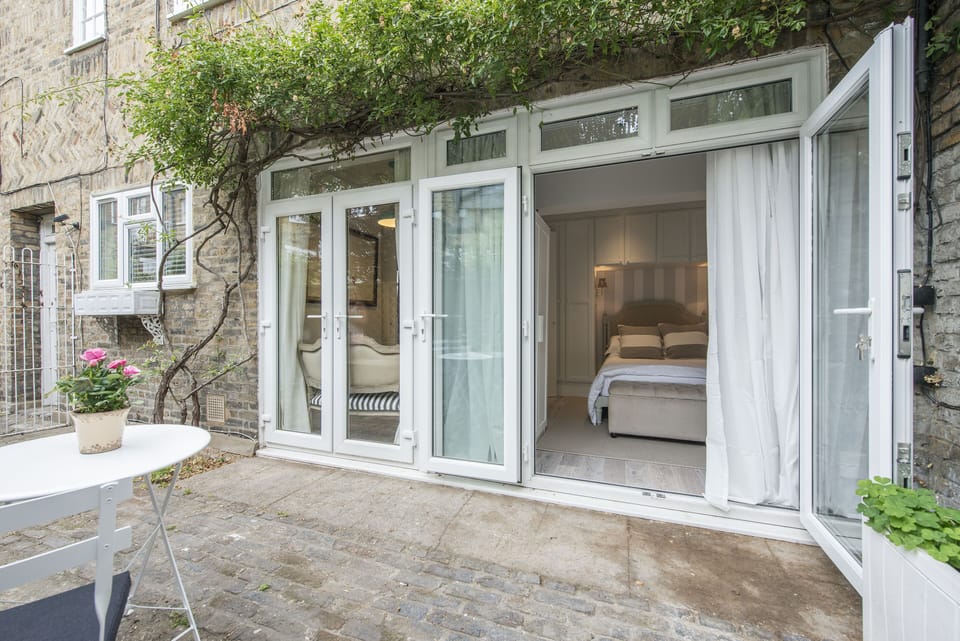 Master bedroom view from garden