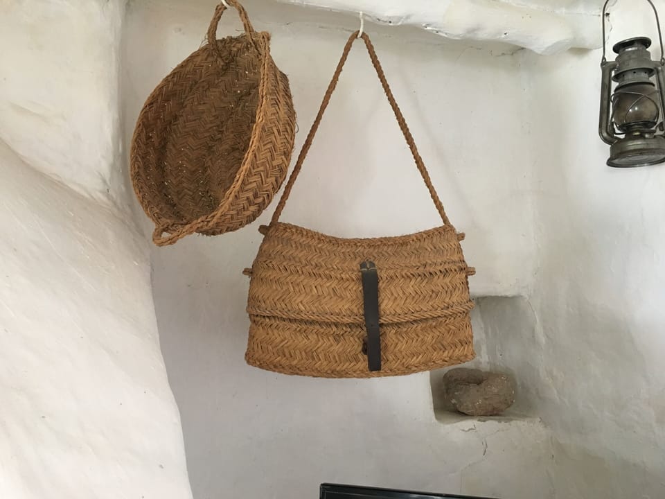 Old fishing basket, living room
