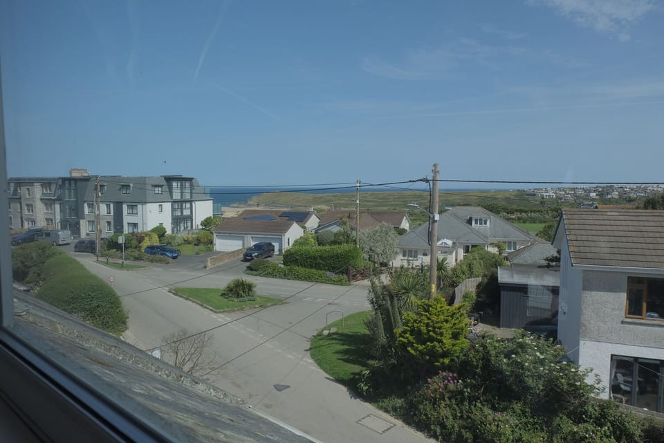 View of Crantock Beach from top bedroom front window