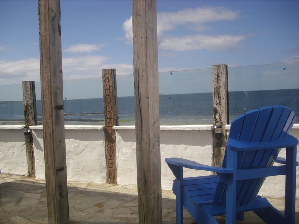 Patio at Shorehaven, with glass wind-break