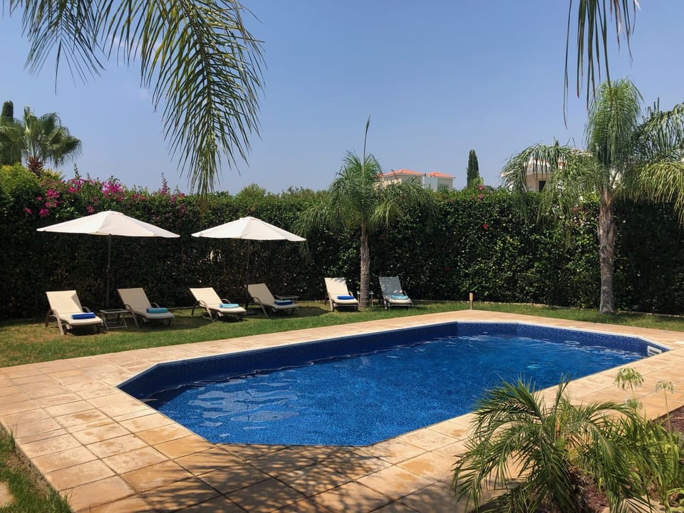 Comfortable sun loungers with thick cushions
