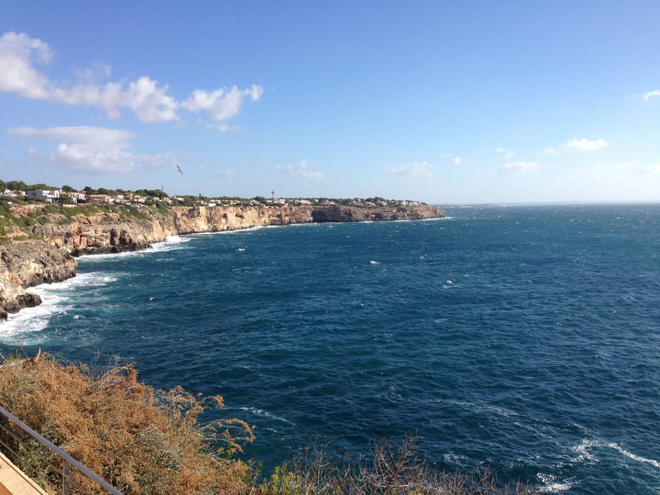 View down the coastline from the pool edge.