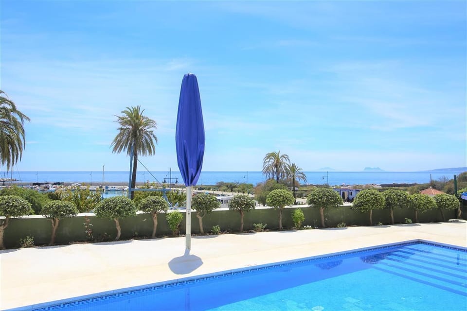Sea views through Gibraltar and the African coast from the pool