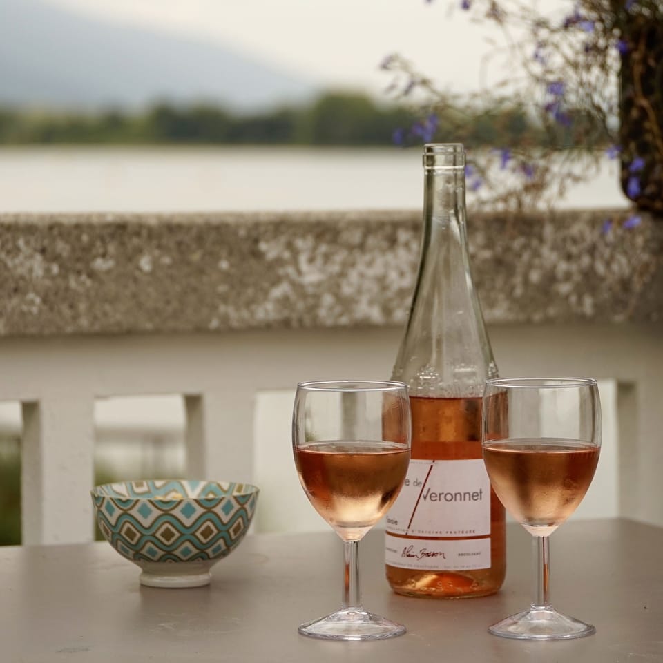 Local wine on the terrace.