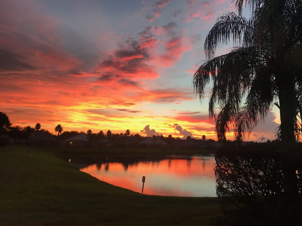 View from the pool at sunset