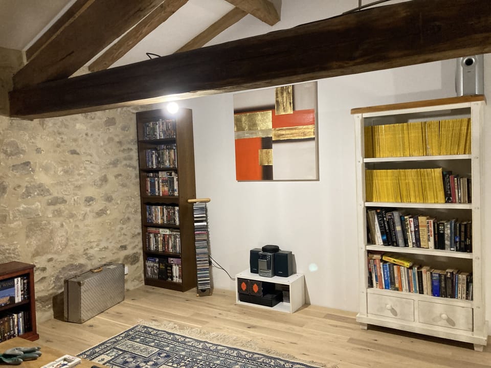 Part of the new first floor living area, plenty of reading material