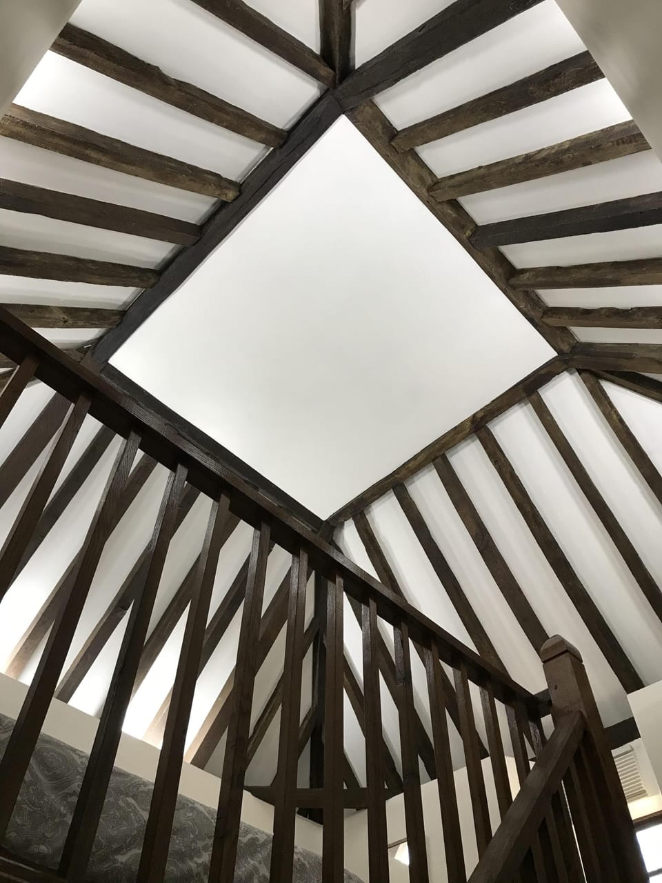 Early 18th century roof in the Oast bedroom.