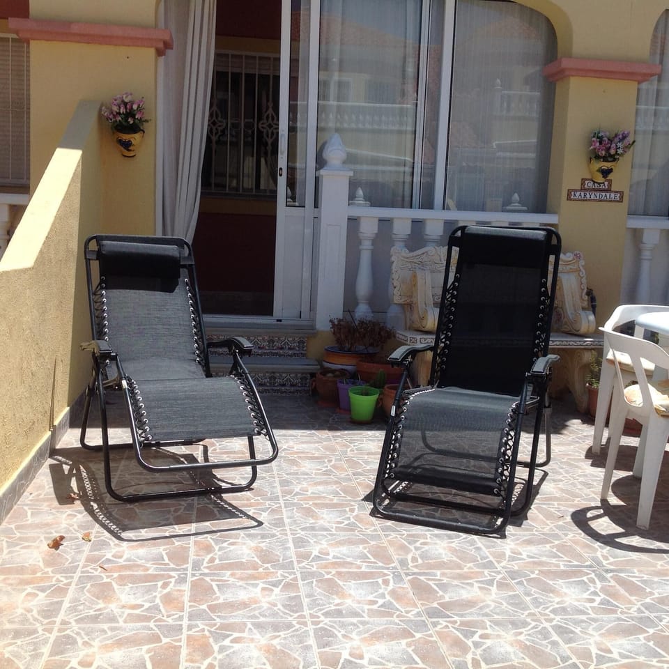 Sun chairs on the patio