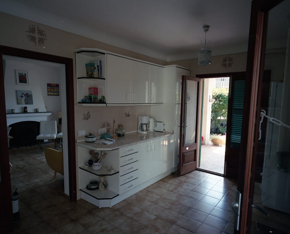 Kitchen into living room
