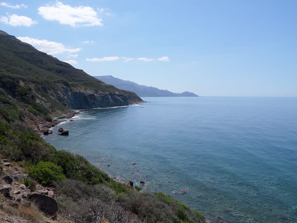 View of the natural monument "Sa Mesa e S'Attentu" and the North-West coast
