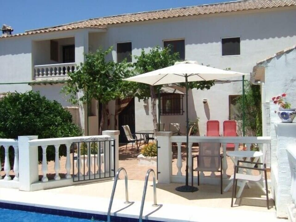 View from the pool and towards the dining area
