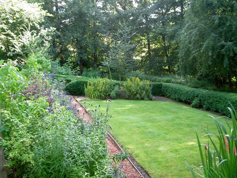 lawned garden looking from the house