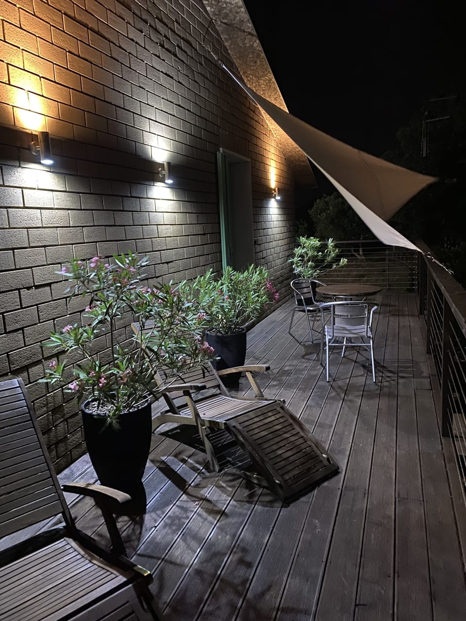 Balcony at night overlooking lights in the Colli Euganea 