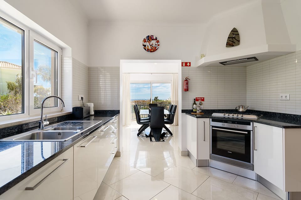 A view through the kitchen into the south facing dining room