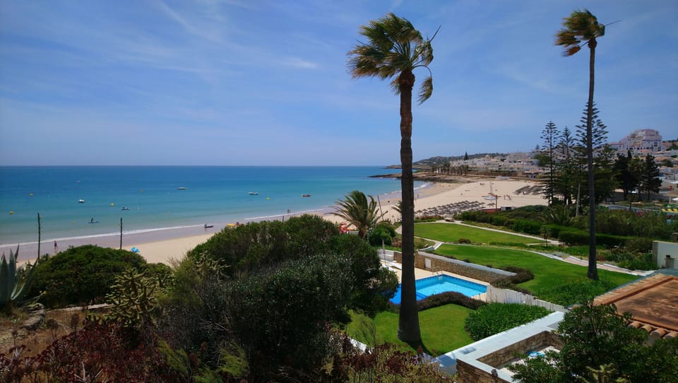 A view over the front gardens to the beach