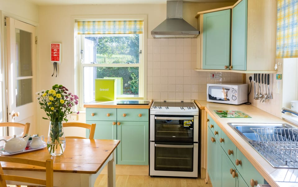 Kitchen with table and seating