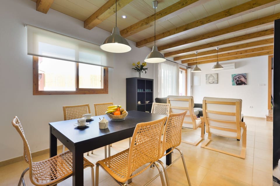Dining area and living room