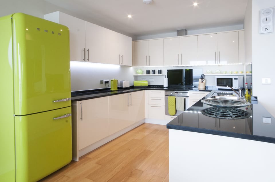 Largest kitchen with bespoke SMEG fridge freezer