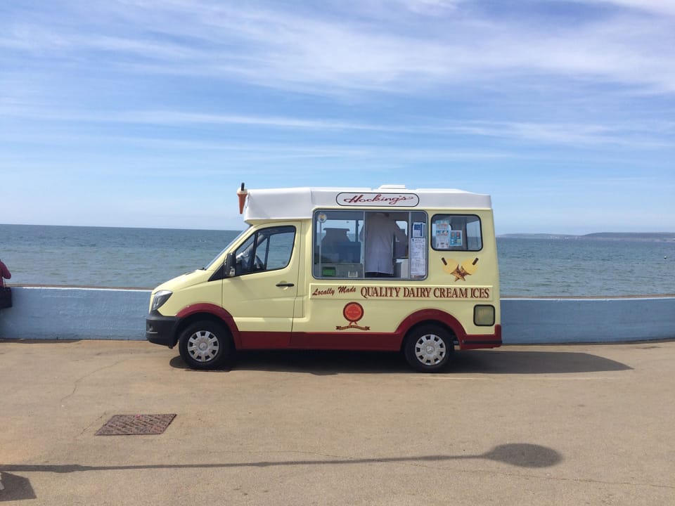 Famous 'Hockings' Ice Cream van on Westward Ho! promenade