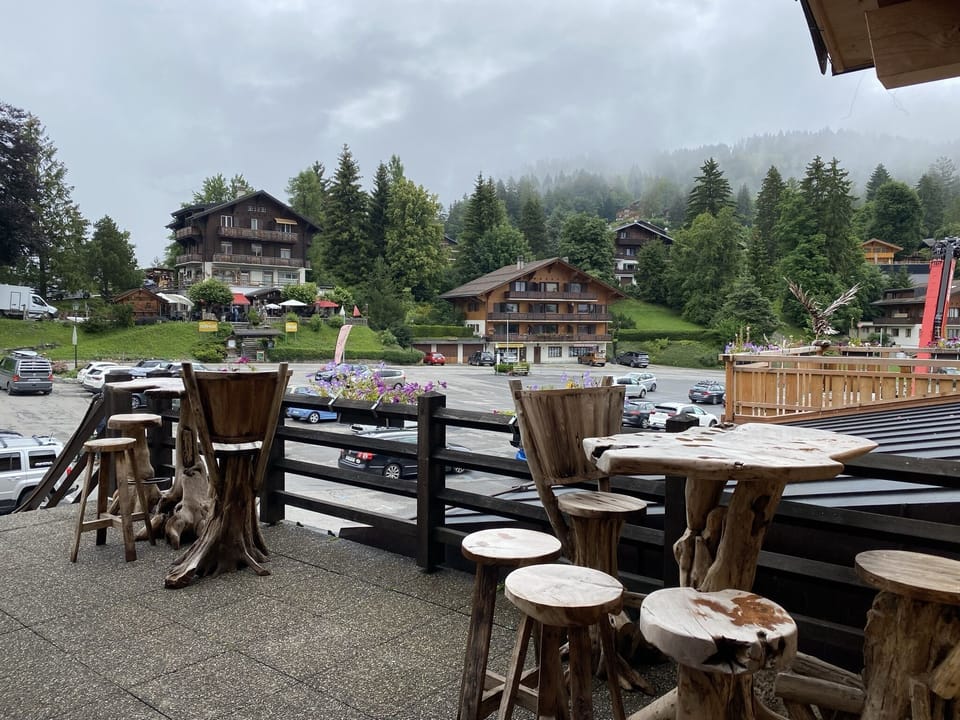 Looking from the cafe across the square at La Barboleuse.