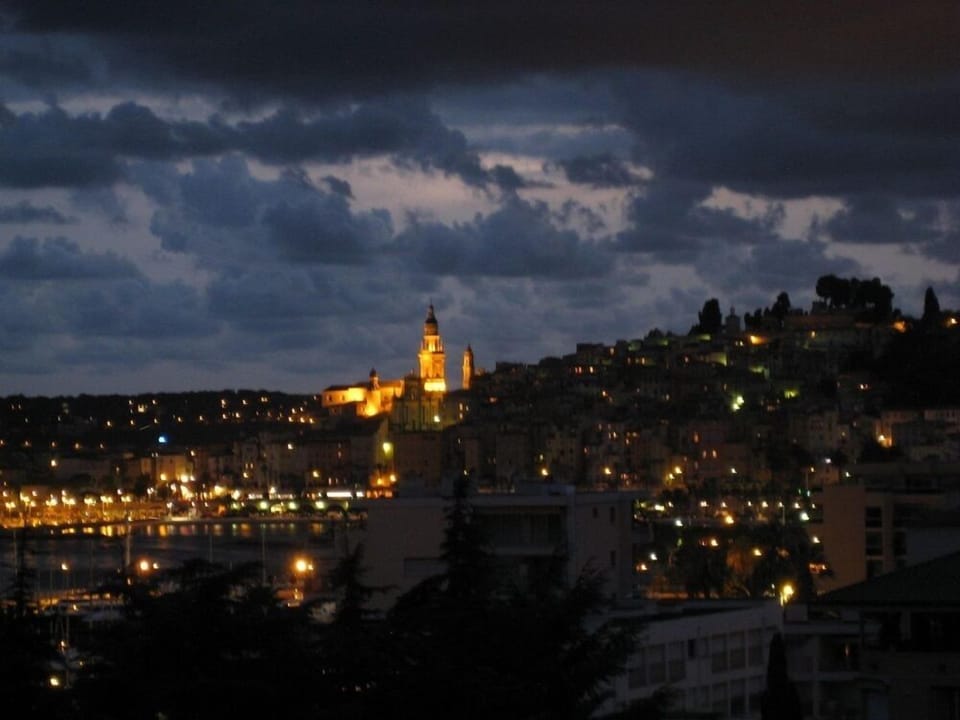Menton at night taken from the apartment garden