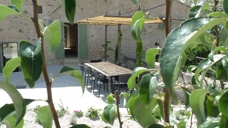 The back door and private terrace overlooking the valley.