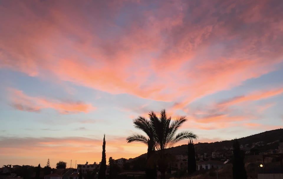 Another wonderful sunset over the hills from our private roof terrace and garden
