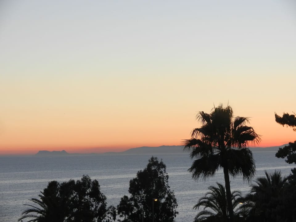 Sunset view towards Gibraltar from our sea terrace