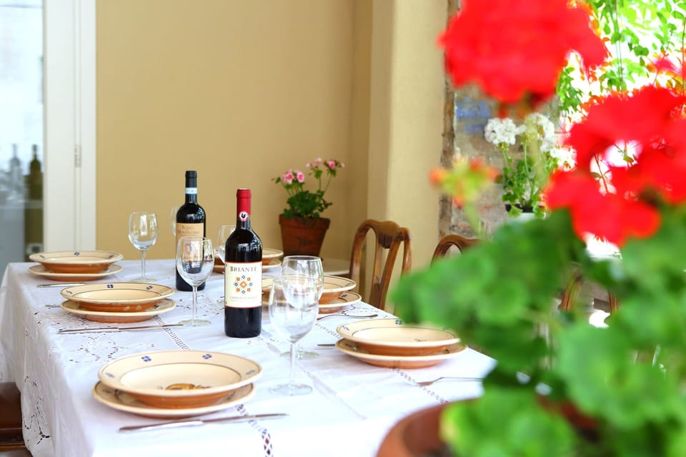 Dining on the kitchen terrace