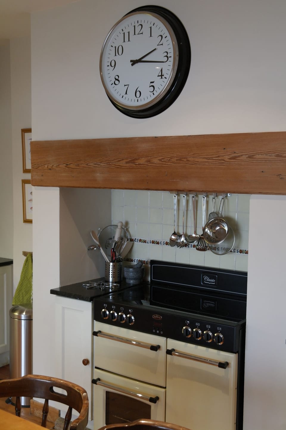 Our beautiful range-style cooker has two ovens and a warming area.  