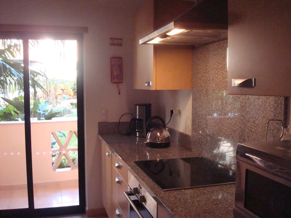 Kitchen (cooking area) and terrace.