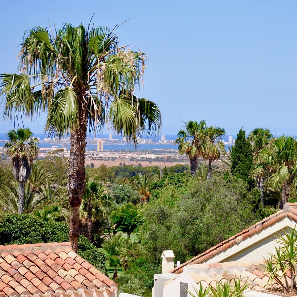 View from the BBQ terrace to the Mar Menor and the Mediterranean beyond.
