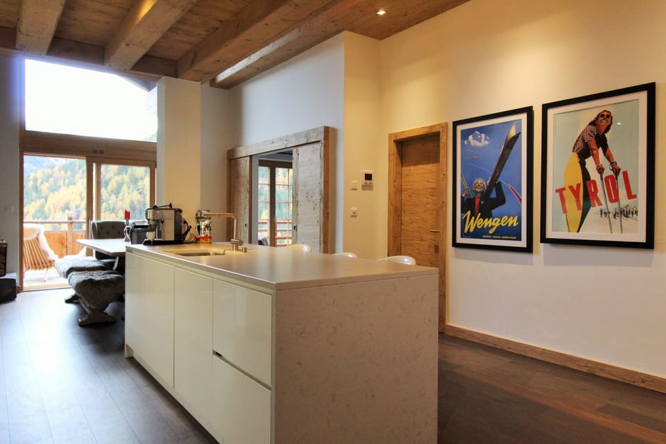Kitchen island & double height gallery
