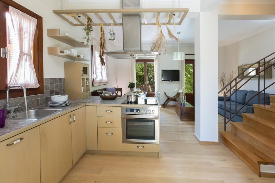 The kitchen and the living room