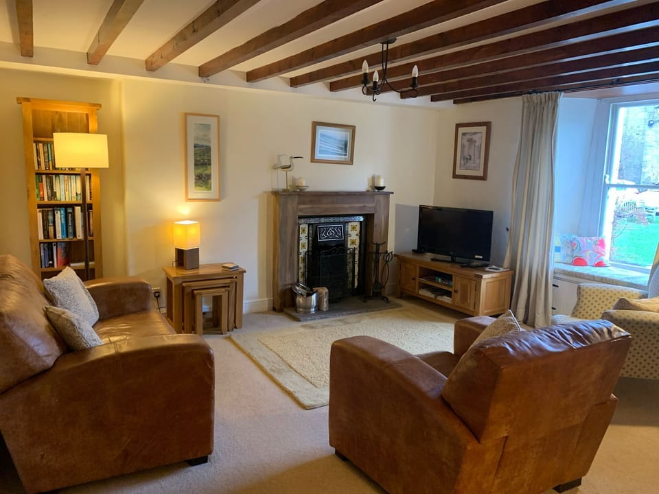 comfortable living room with  fantastic views.