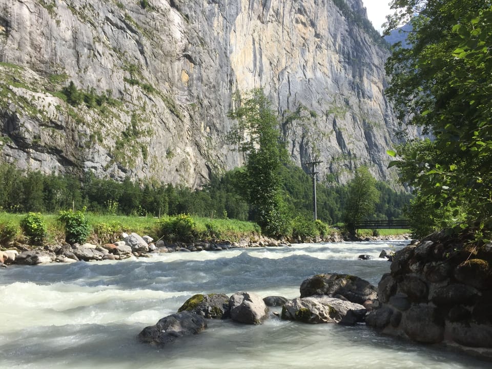 The lovely milky waters of Weisse Lütschine river, just 150m away 