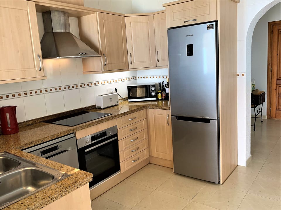 Kitchen, with fridge freezer, microwave & toaster