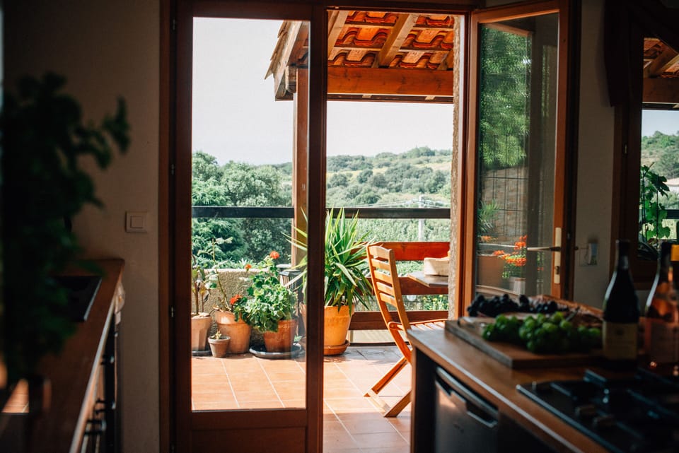 kitchen outlook onto terrace