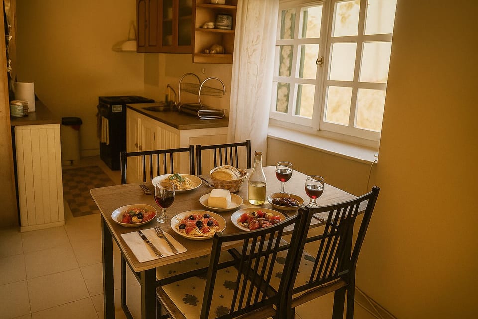 Enjoy a homemade meal with a view of the olive trees