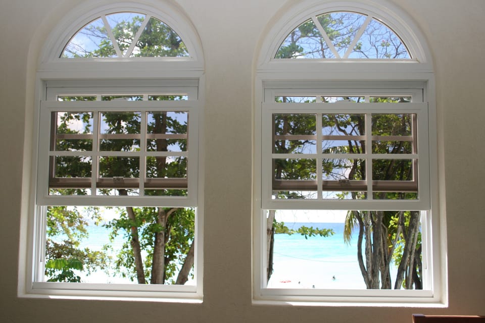Looking through the balcony windows