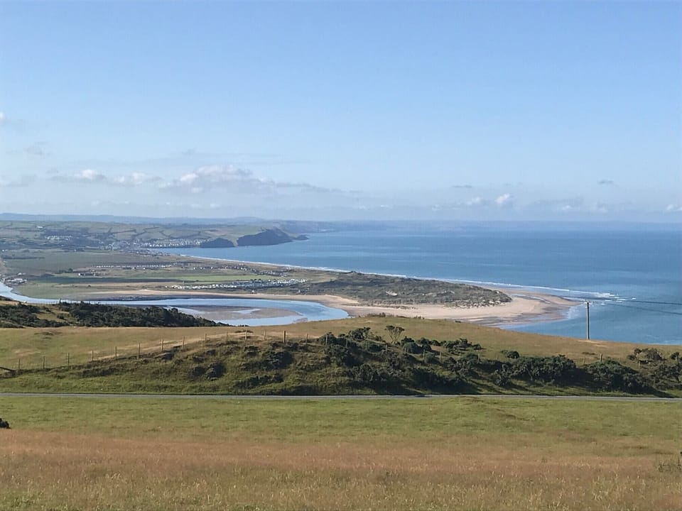 The view from the chalet site to Ynslas and Borth