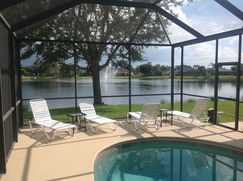Sun deck overlooking the lake