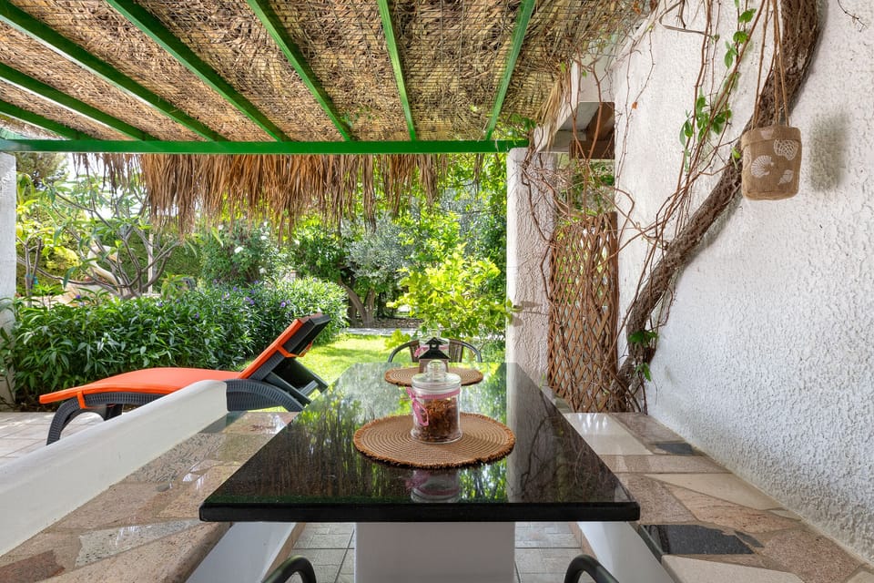 sitting area at the terrace with garden view 