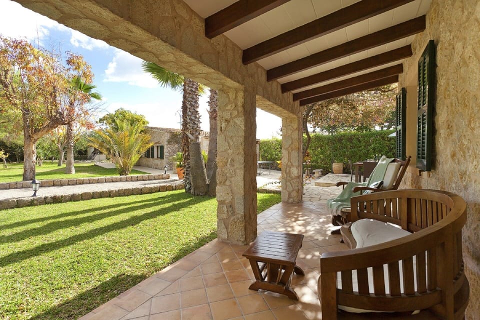 View from terrace of main house looking towards the guest house on the left
