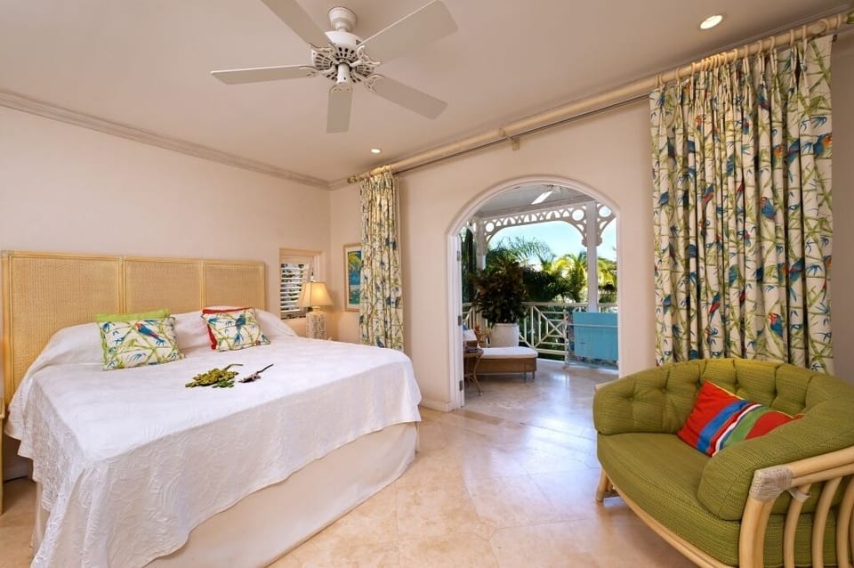 The Parrot Room - French doors to secluded lagoon side terrace with sun loungers