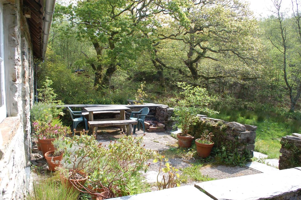 Slate table in garden